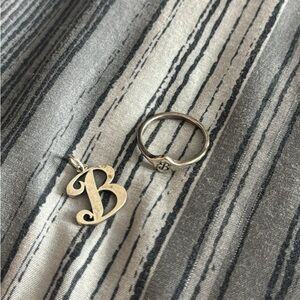 James Avery Initial B Pendant and Ring